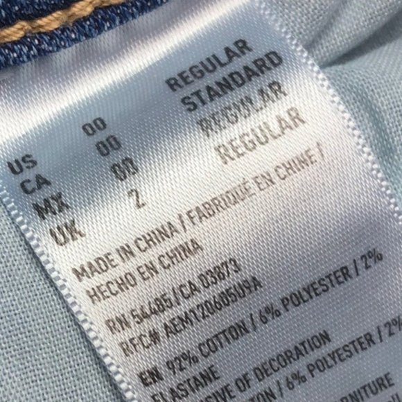 FACTORY DISTRESS AMERICAN EAGLE HI-RISE DENIM JEGGINGS 00/24x28 🦅 - Picture 7 of 11
